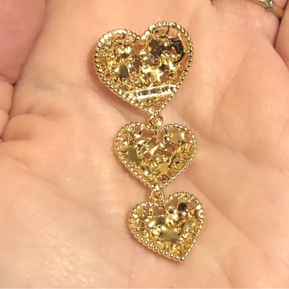 NIB-Baublebar-Heart Dangle Earrings-Glass Stones-Surgical Steel-Hypoallergenic - Picture 4 of 5